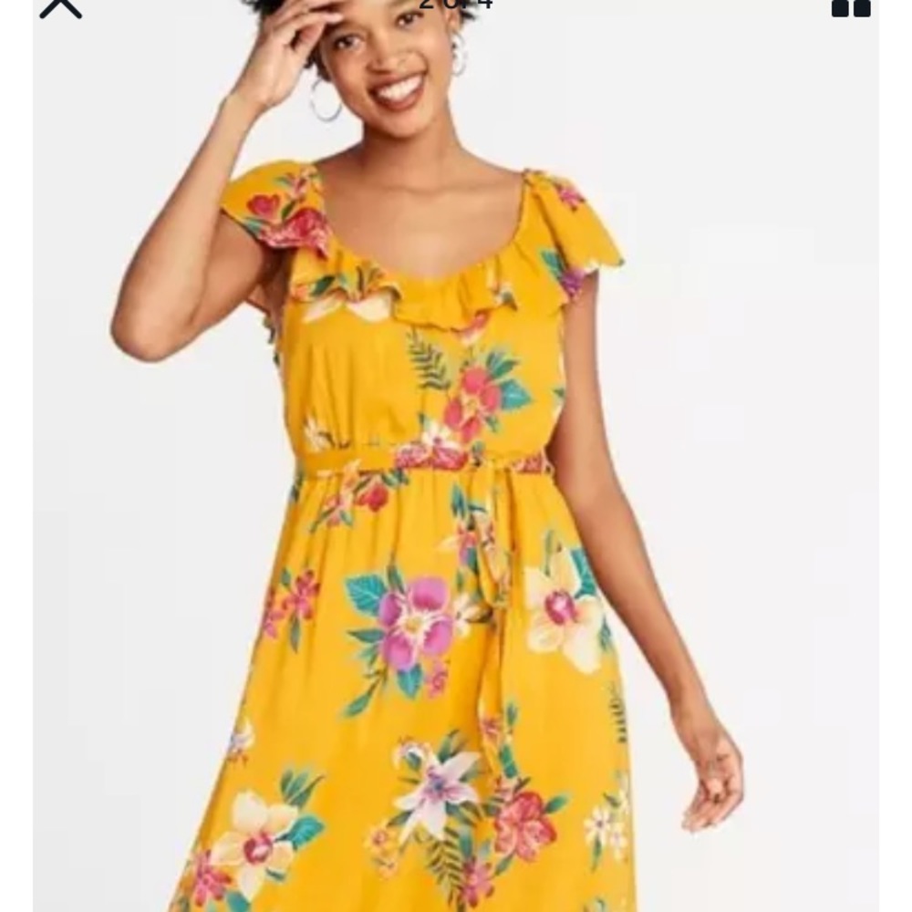 Old Navy ruffle belt floral spring summer dress 412866